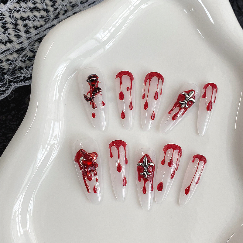 Drip Tip Resin - 10Pcs Long Almond Press On Nails