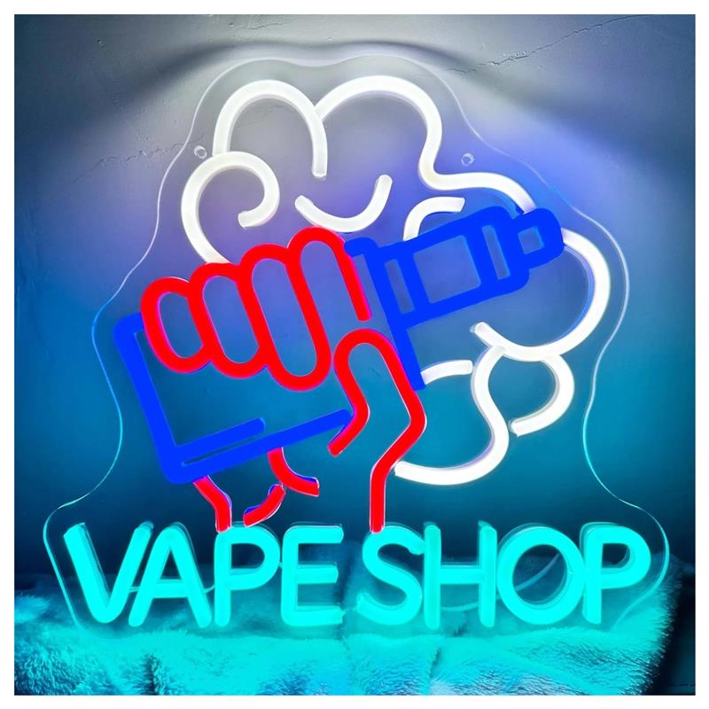 Vaping Store - Vape Shop Neon Sign Hand Holding