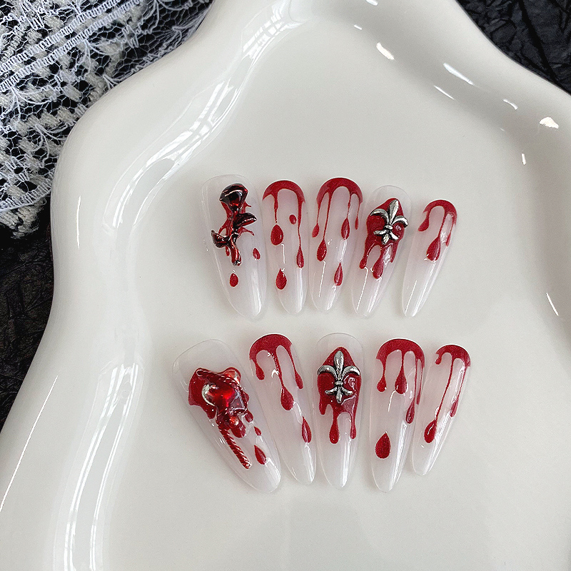 10Pcs Long Almond Press On Nai - огляд і ціна Drip Tip Resin