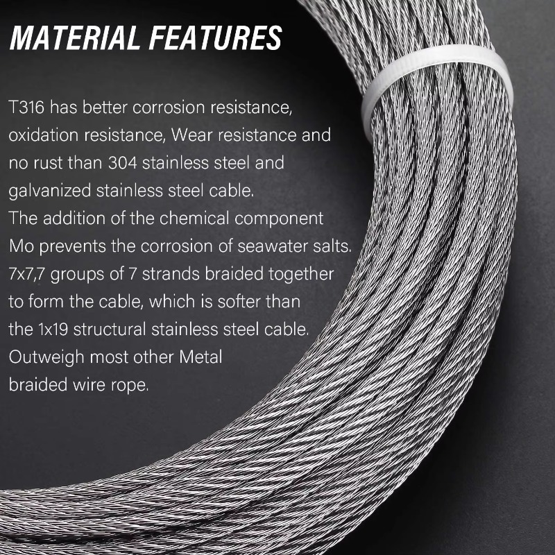Wire Rope 7X19 Diameter 3.18mm - огляд і ціна Stainless Wire Ss316